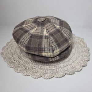 VINTAGE THOMAS TOWNEND & COMPANY BROWN PLAID PAPER BOY GOLF CAP BAGGER VANCE EUC